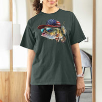 Funny Fishing American Flag T Shirt For Women Patriotic Fisherman Family Gift - Wonder Print Shop
