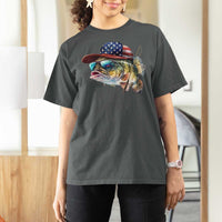 Funny Fishing American Flag T Shirt For Women Patriotic Fisherman Family Gift - Wonder Print Shop