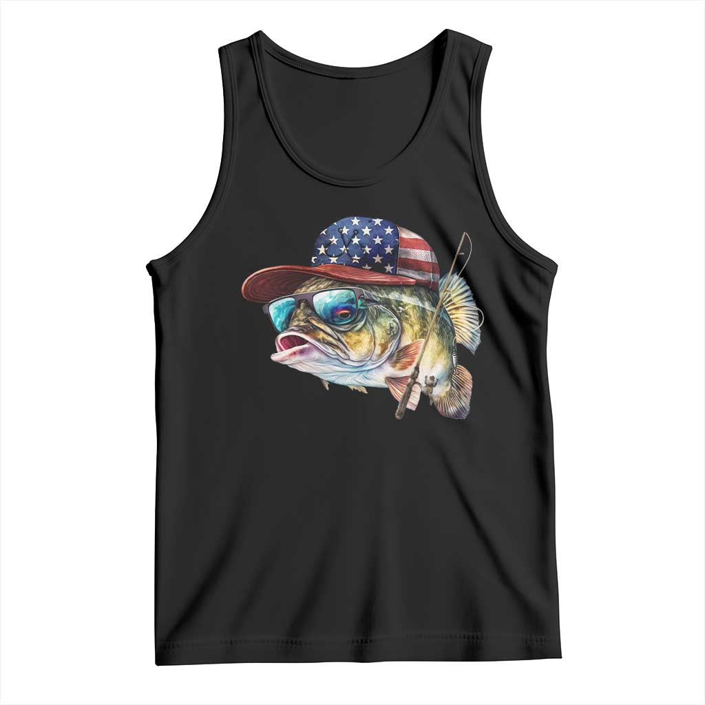 Funny Fishing American Flag Tank Top Patriotic Fisherman Family Gift - Wonder Print Shop