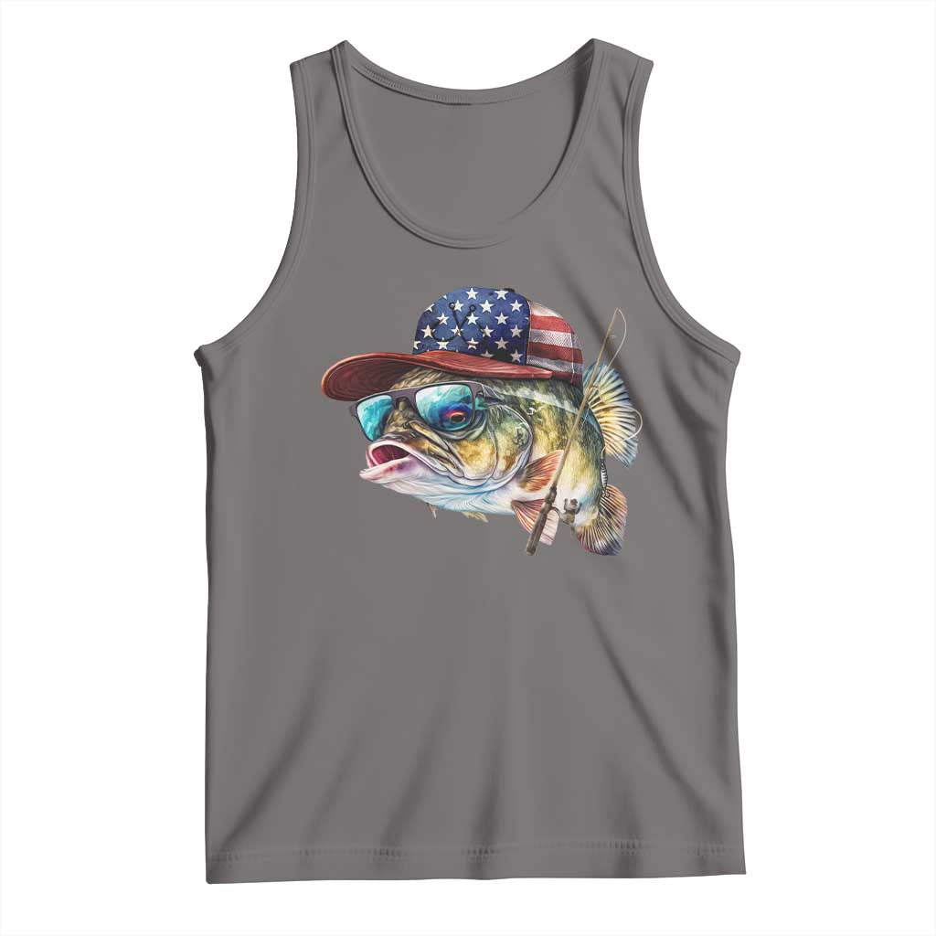 Funny Fishing American Flag Tank Top Patriotic Fisherman Family Gift - Wonder Print Shop