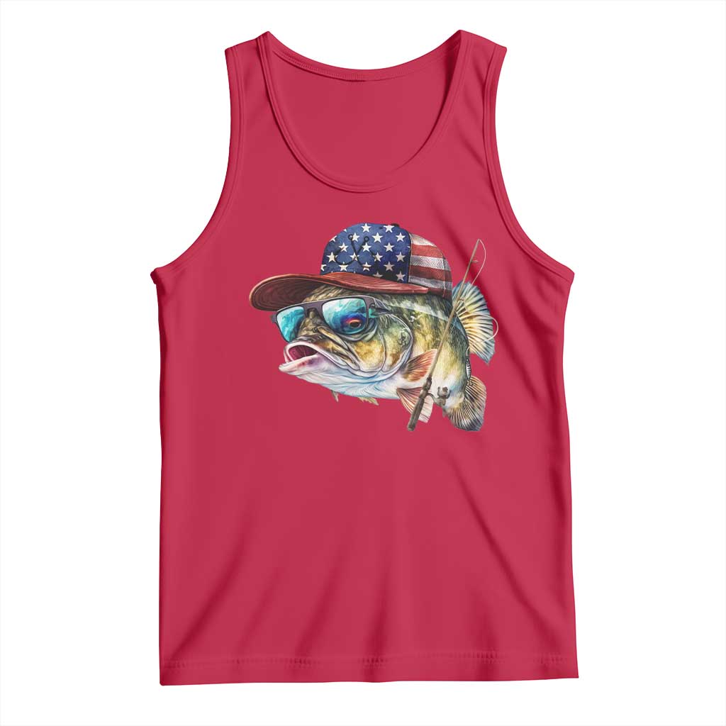 Funny Fishing American Flag Tank Top Patriotic Fisherman Family Gift - Wonder Print Shop