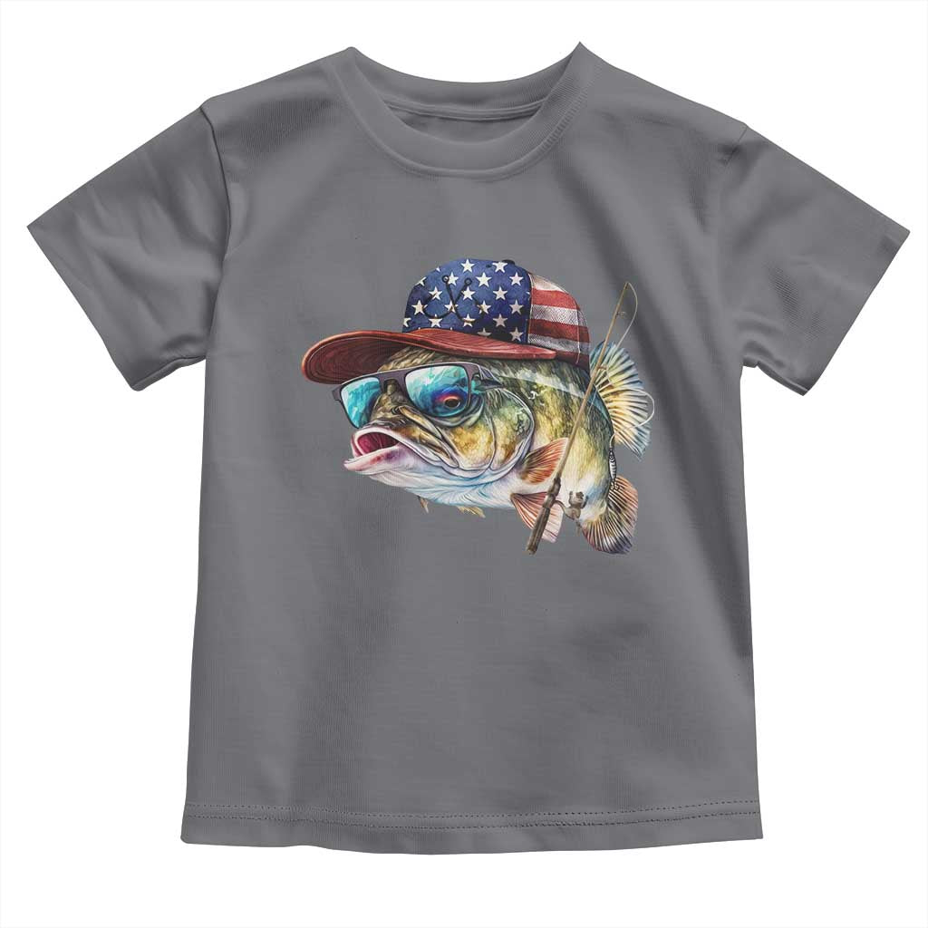 Funny Fishing American Flag Toddler T Shirt Patriotic Fisherman Family Gift - Wonder Print Shop