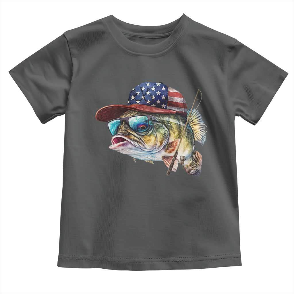 Funny Fishing American Flag Toddler T Shirt Patriotic Fisherman Family Gift - Wonder Print Shop