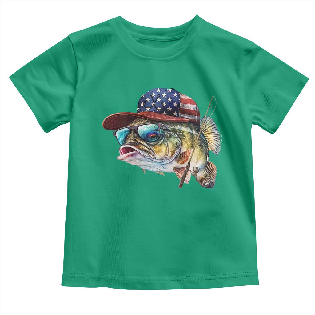 Funny Fishing American Flag Toddler T Shirt Patriotic Fisherman Family Gift - Wonder Print Shop