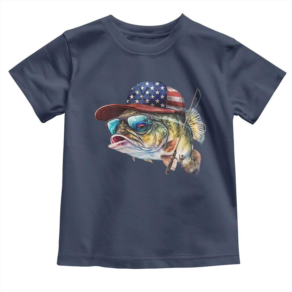 Funny Fishing American Flag Toddler T Shirt Patriotic Fisherman Family Gift - Wonder Print Shop