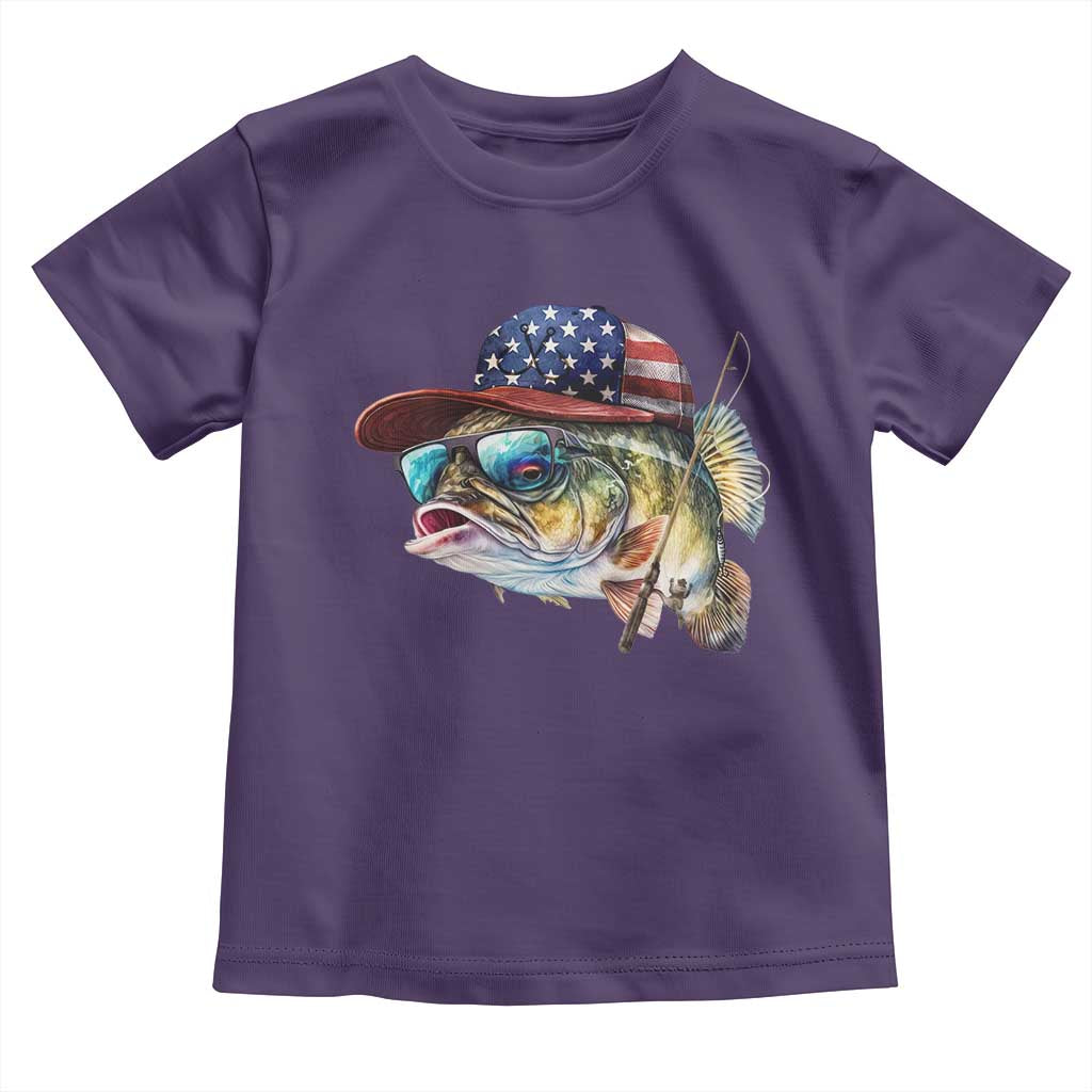 Funny Fishing American Flag Toddler T Shirt Patriotic Fisherman Family Gift - Wonder Print Shop