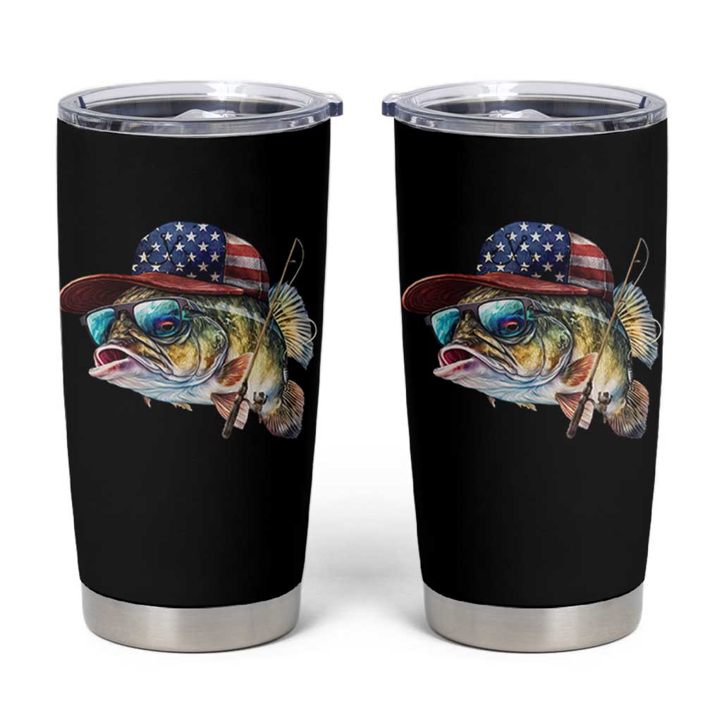 Funny Fishing American Flag Tumbler Cup Patriotic Fisherman Family Gift - Wonder Print Shop