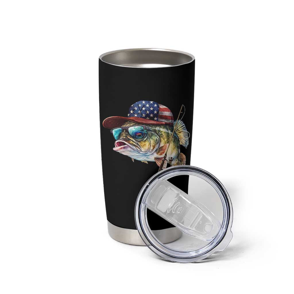 Funny Fishing American Flag Tumbler Cup Patriotic Fisherman Family Gift - Wonder Print Shop