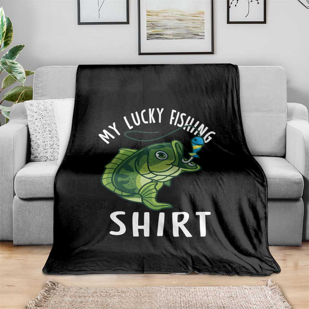 Lucky Fishing Throw Blanket Funny Fisherman Fish Lovers - Wonder Print Shop