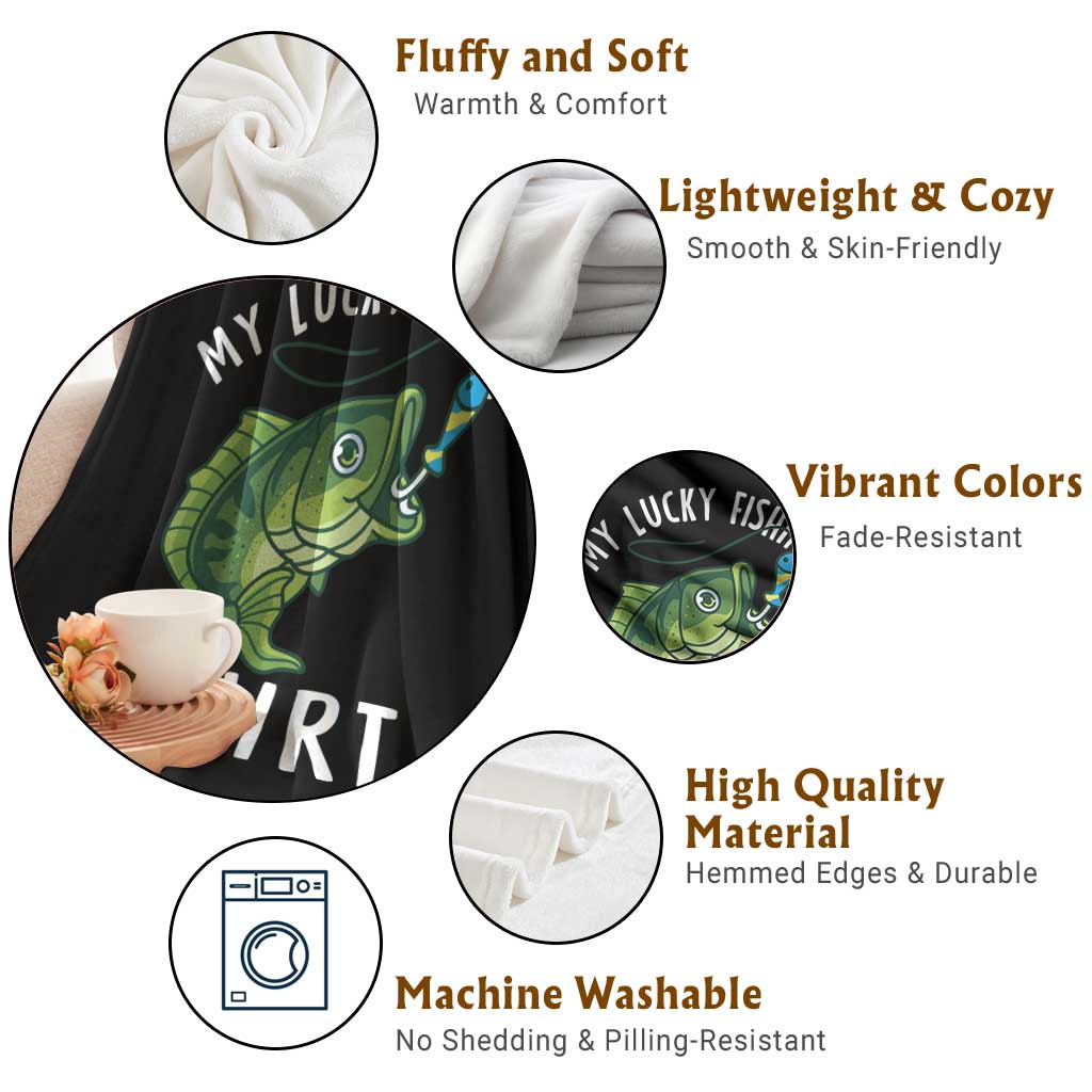 Lucky Fishing Throw Blanket Funny Fisherman Fish Lovers - Wonder Print Shop