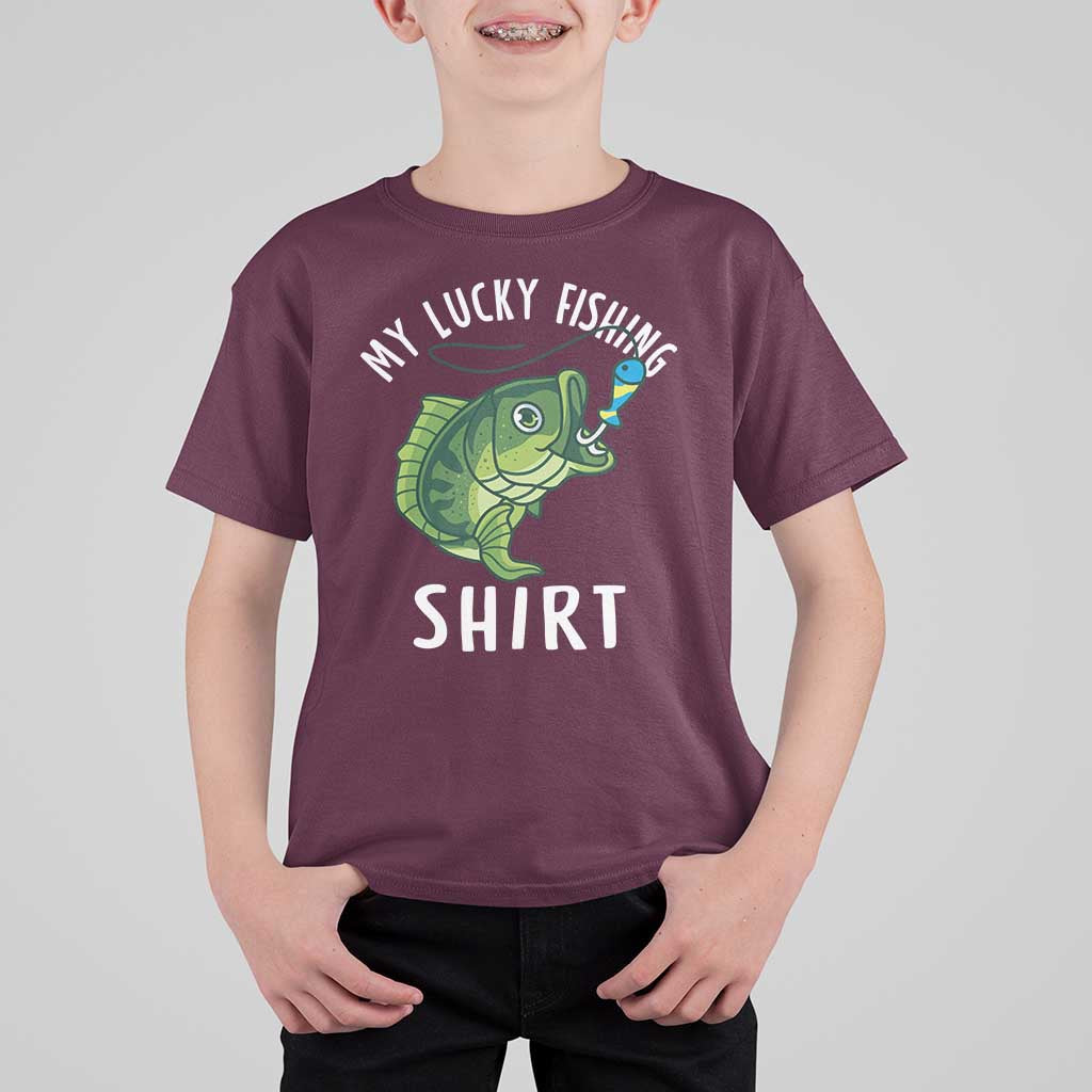Lucky Fishing T Shirt For Kid Funny Fisherman Fish Lovers - Wonder Print Shop