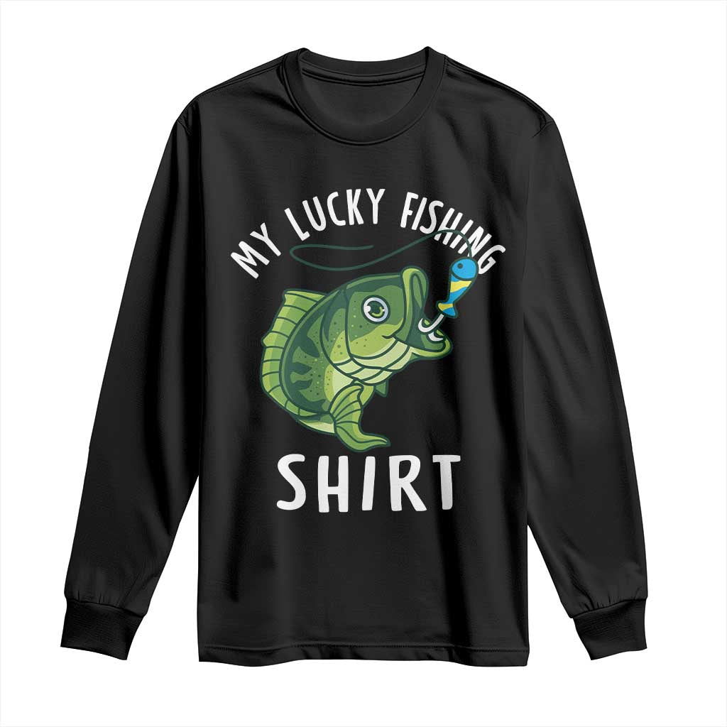 Lucky Fishing Long Sleeve Shirt Funny Fisherman Fish Lovers - Wonder Print Shop