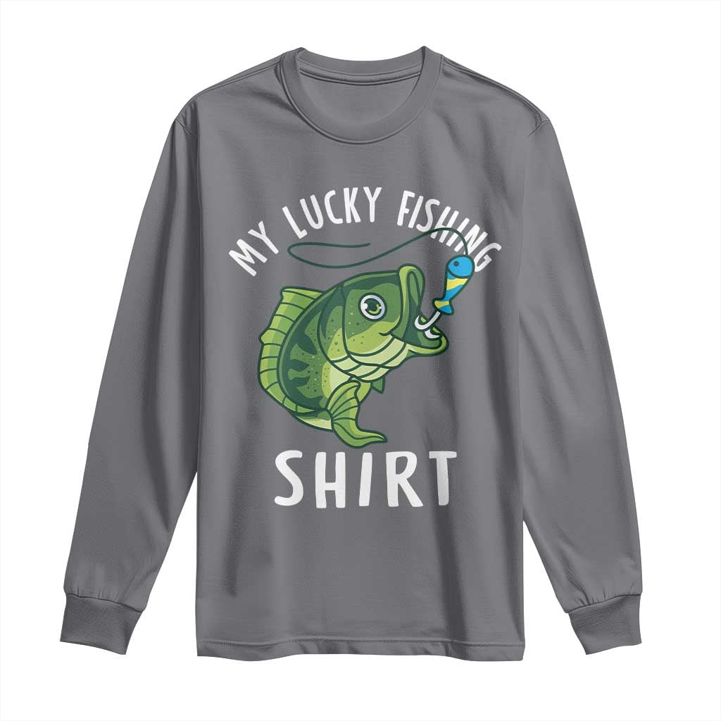 Lucky Fishing Long Sleeve Shirt Funny Fisherman Fish Lovers - Wonder Print Shop