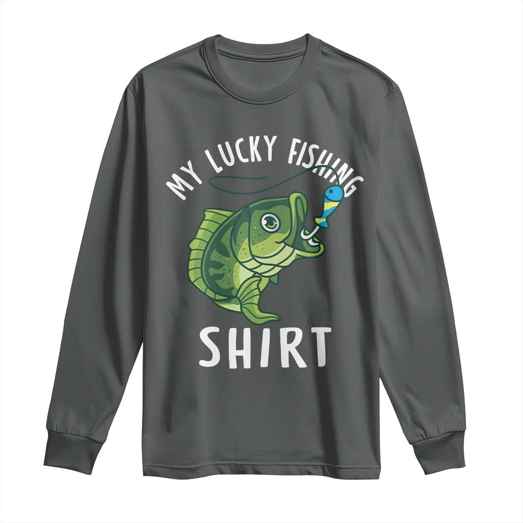 Lucky Fishing Long Sleeve Shirt Funny Fisherman Fish Lovers - Wonder Print Shop