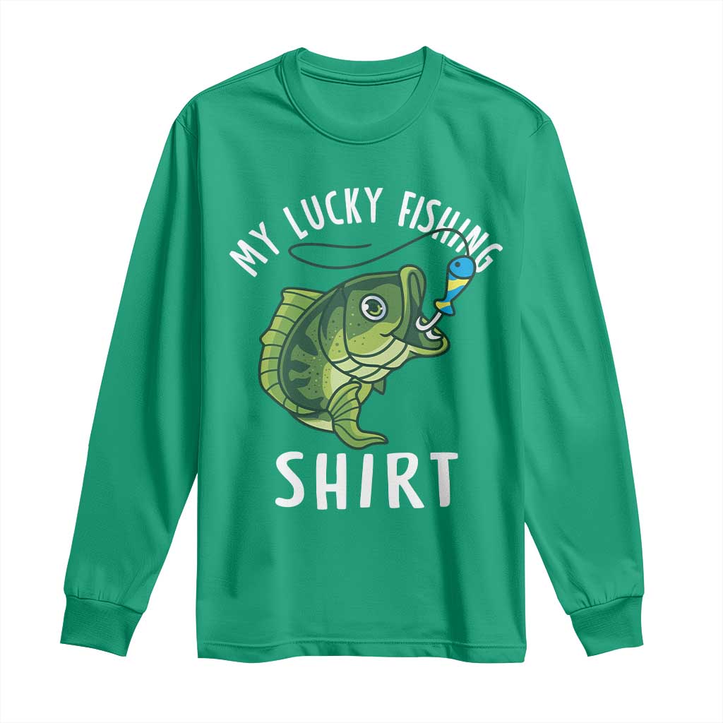 Lucky Fishing Long Sleeve Shirt Funny Fisherman Fish Lovers - Wonder Print Shop