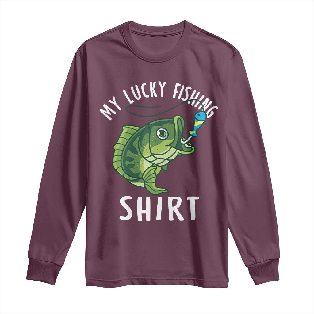 Lucky Fishing Long Sleeve Shirt Funny Fisherman Fish Lovers - Wonder Print Shop