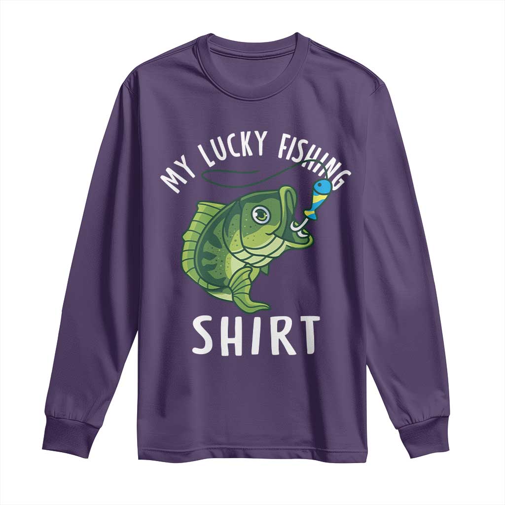 Lucky Fishing Long Sleeve Shirt Funny Fisherman Fish Lovers - Wonder Print Shop