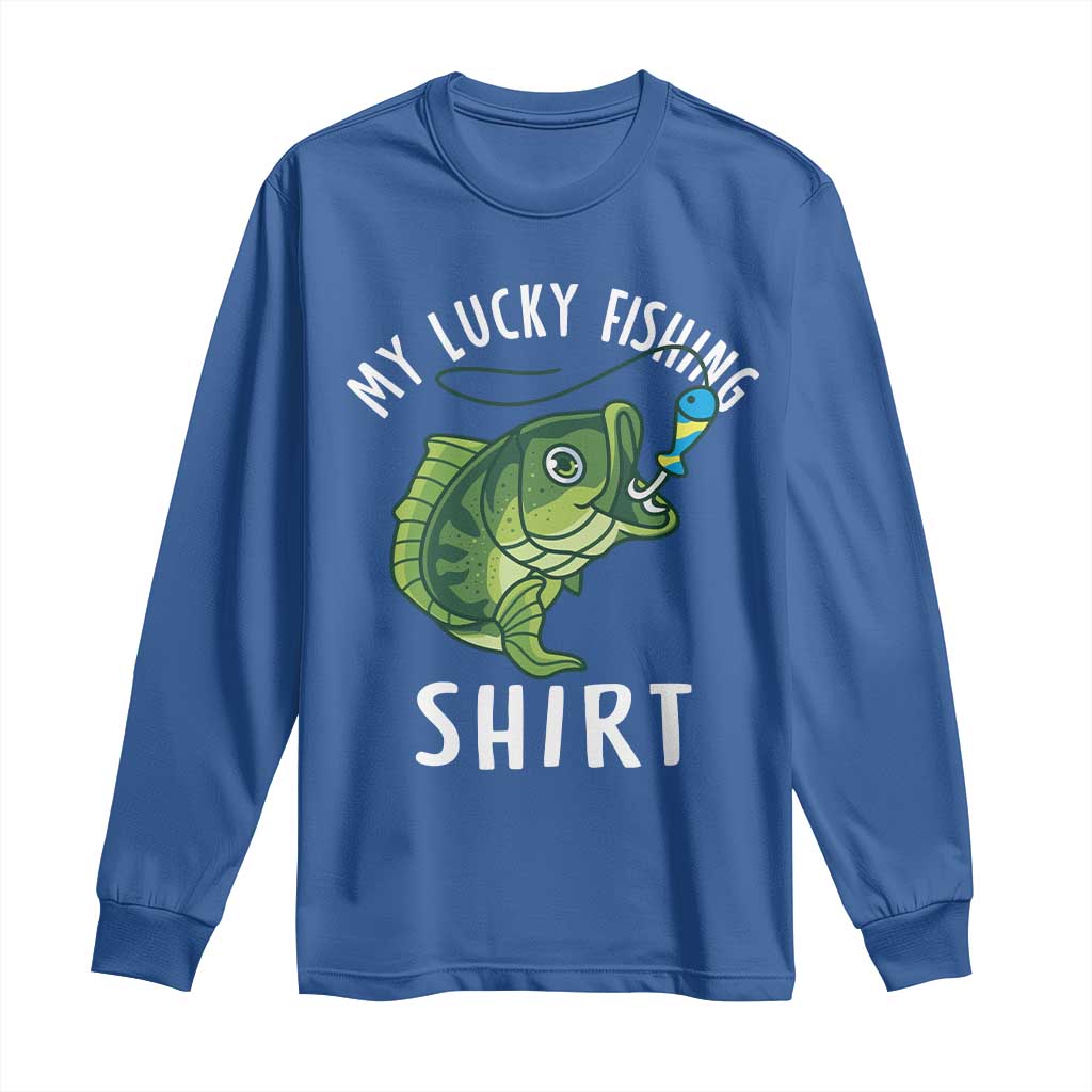 Lucky Fishing Long Sleeve Shirt Funny Fisherman Fish Lovers - Wonder Print Shop