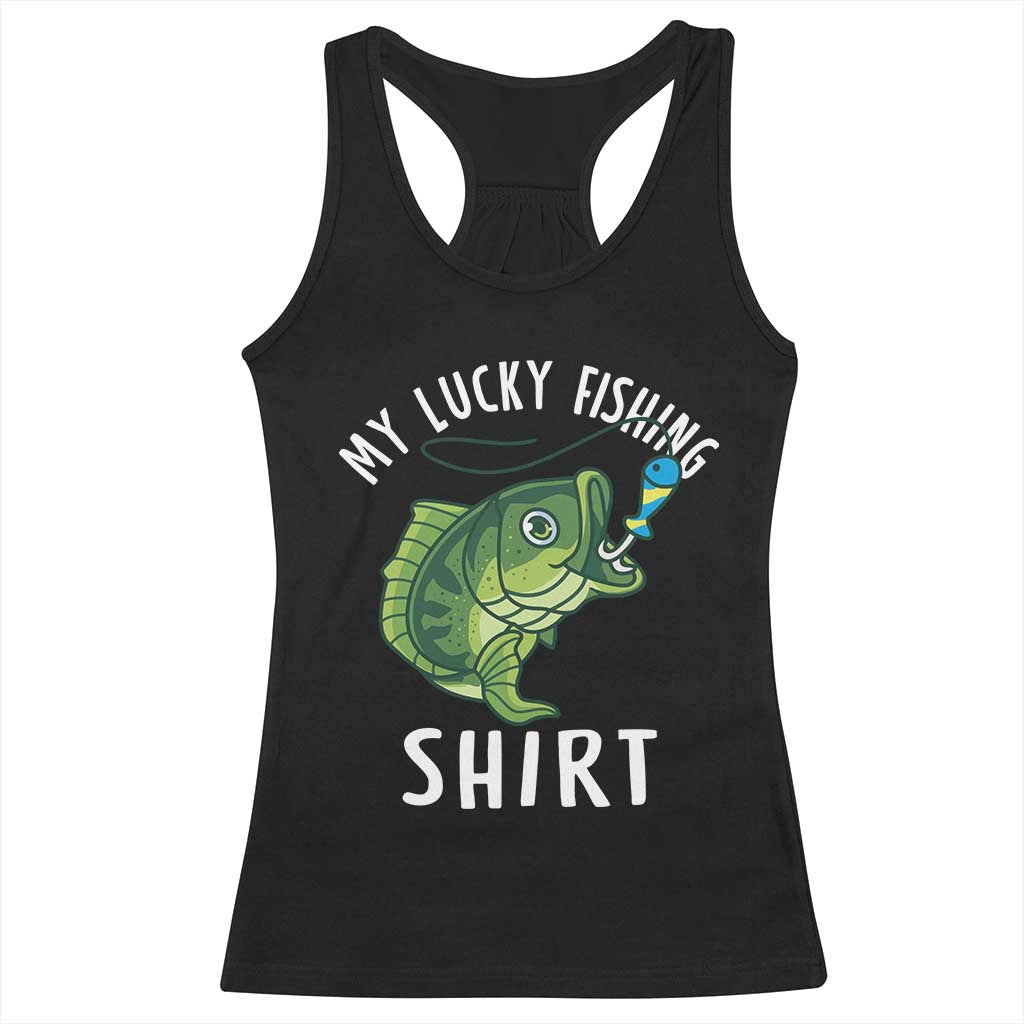 Lucky Fishing Racerback Tank Top Funny Fisherman Fish Lovers - Wonder Print Shop
