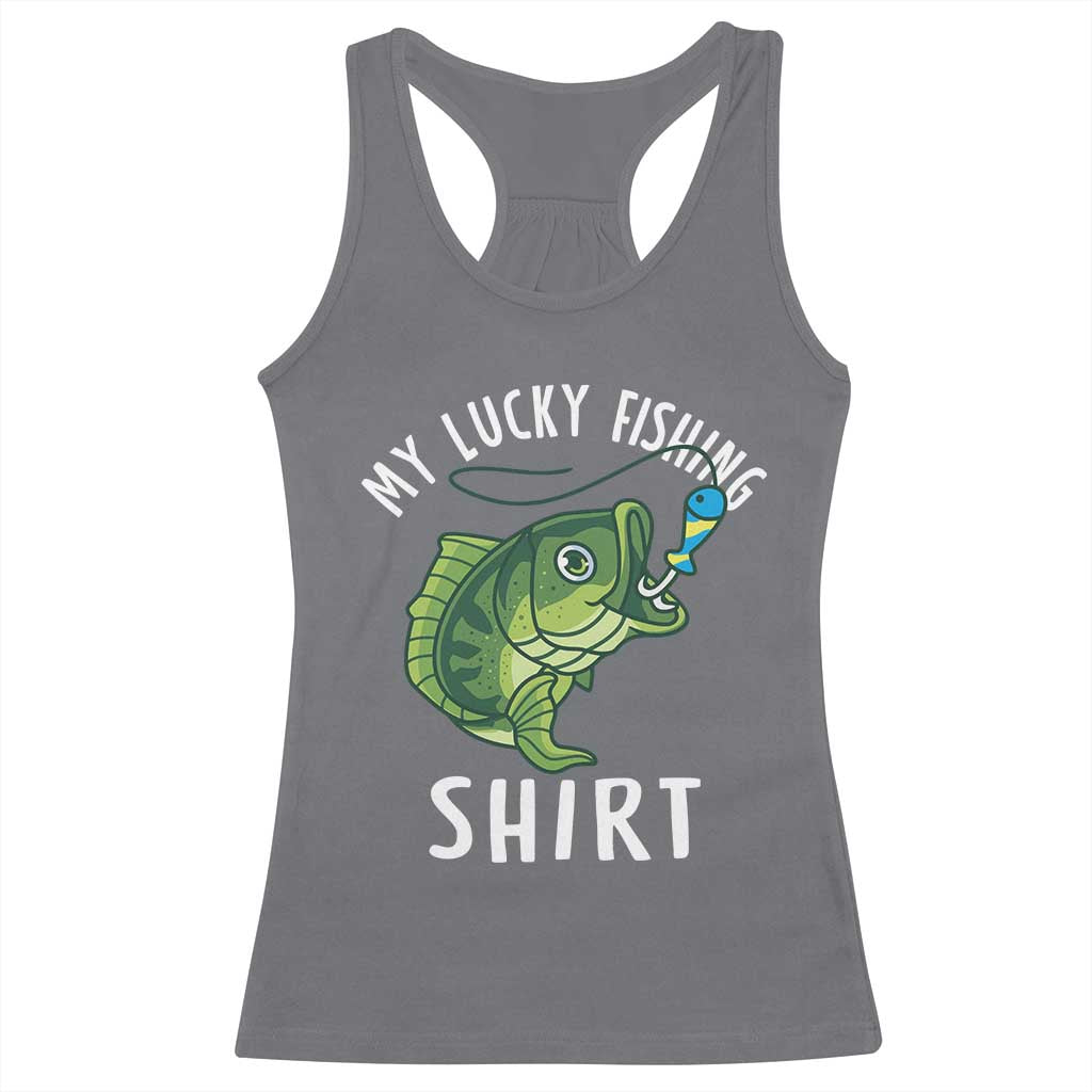 Lucky Fishing Racerback Tank Top Funny Fisherman Fish Lovers - Wonder Print Shop