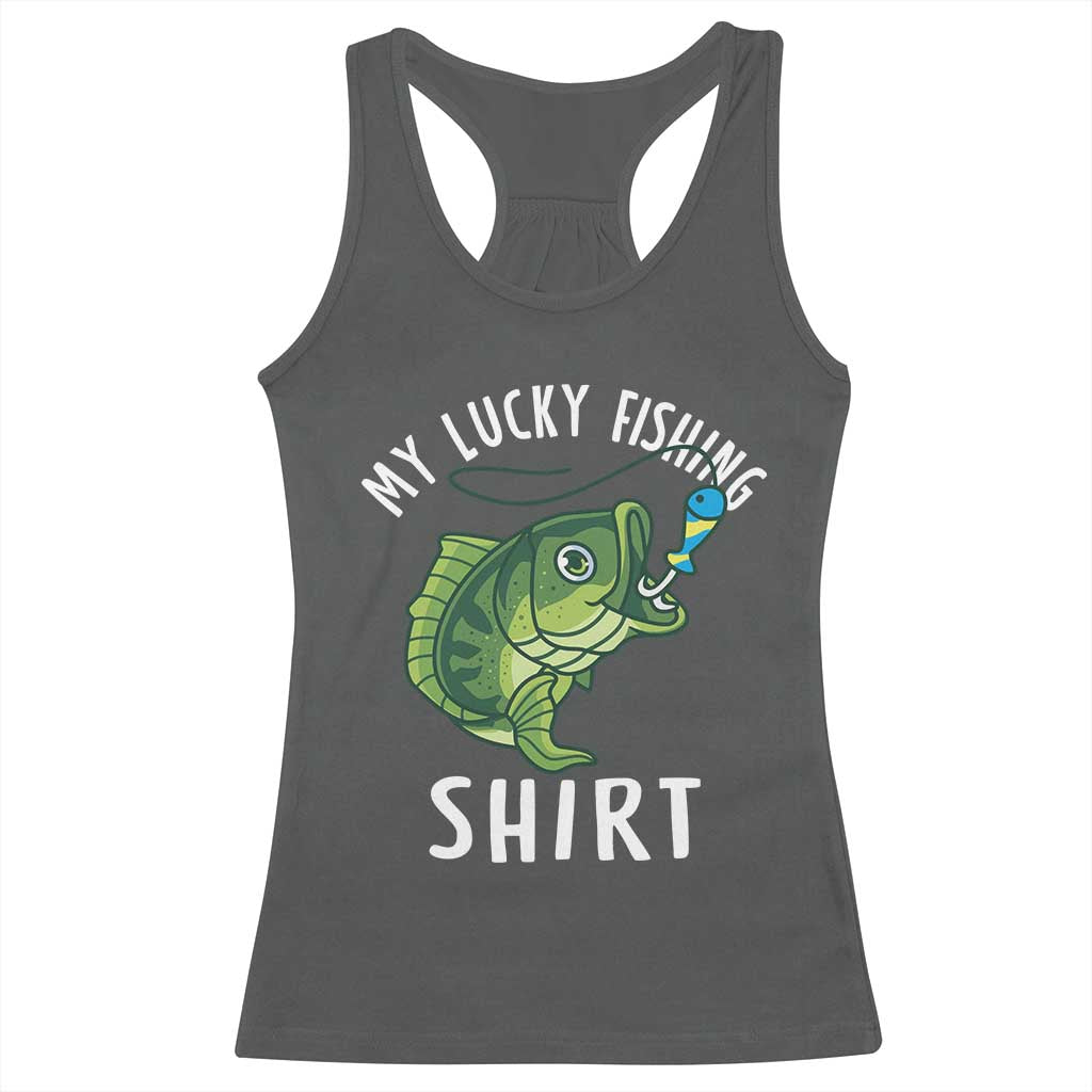Lucky Fishing Racerback Tank Top Funny Fisherman Fish Lovers - Wonder Print Shop