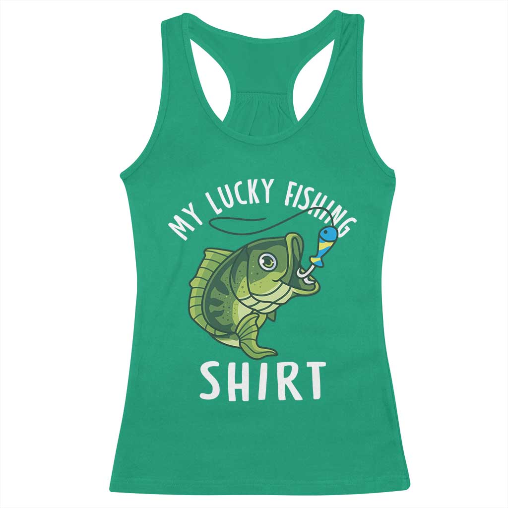 Lucky Fishing Racerback Tank Top Funny Fisherman Fish Lovers - Wonder Print Shop