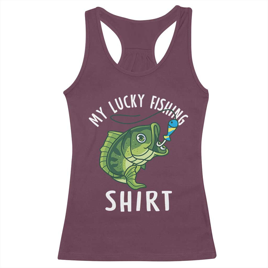 Lucky Fishing Racerback Tank Top Funny Fisherman Fish Lovers - Wonder Print Shop