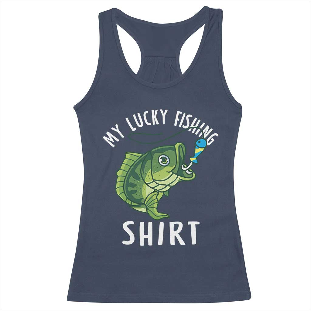 Lucky Fishing Racerback Tank Top Funny Fisherman Fish Lovers - Wonder Print Shop