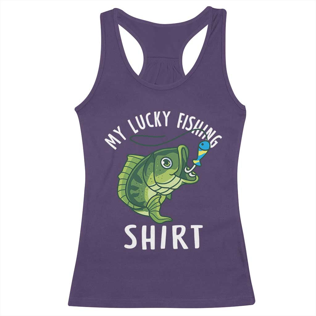 Lucky Fishing Racerback Tank Top Funny Fisherman Fish Lovers - Wonder Print Shop