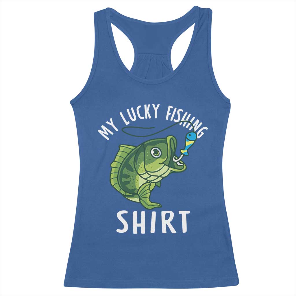 Lucky Fishing Racerback Tank Top Funny Fisherman Fish Lovers - Wonder Print Shop