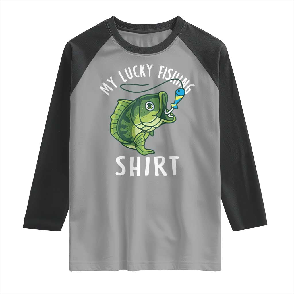 Lucky Fishing Raglan Shirt Funny Fisherman Fish Lovers - Wonder Print Shop