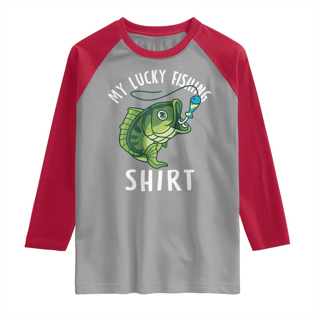 Lucky Fishing Raglan Shirt Funny Fisherman Fish Lovers - Wonder Print Shop