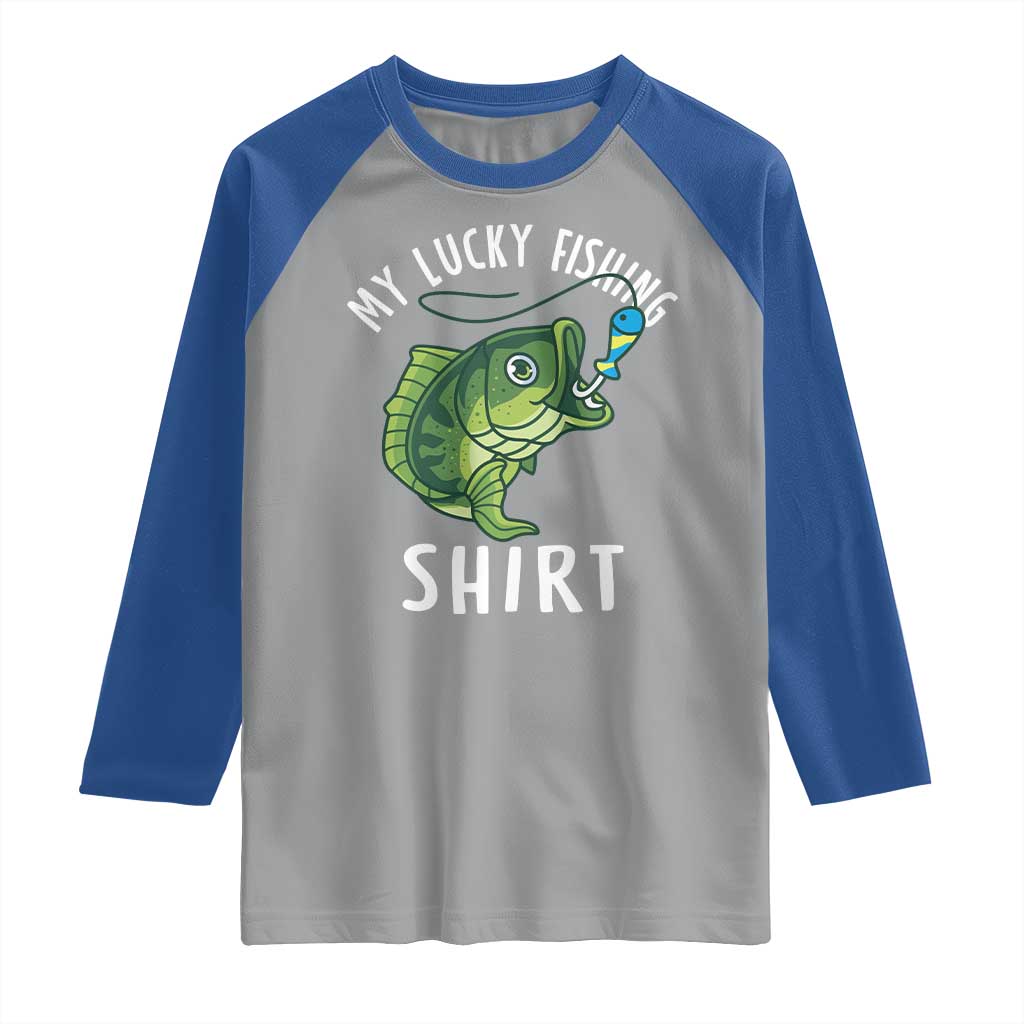 Lucky Fishing Raglan Shirt Funny Fisherman Fish Lovers - Wonder Print Shop