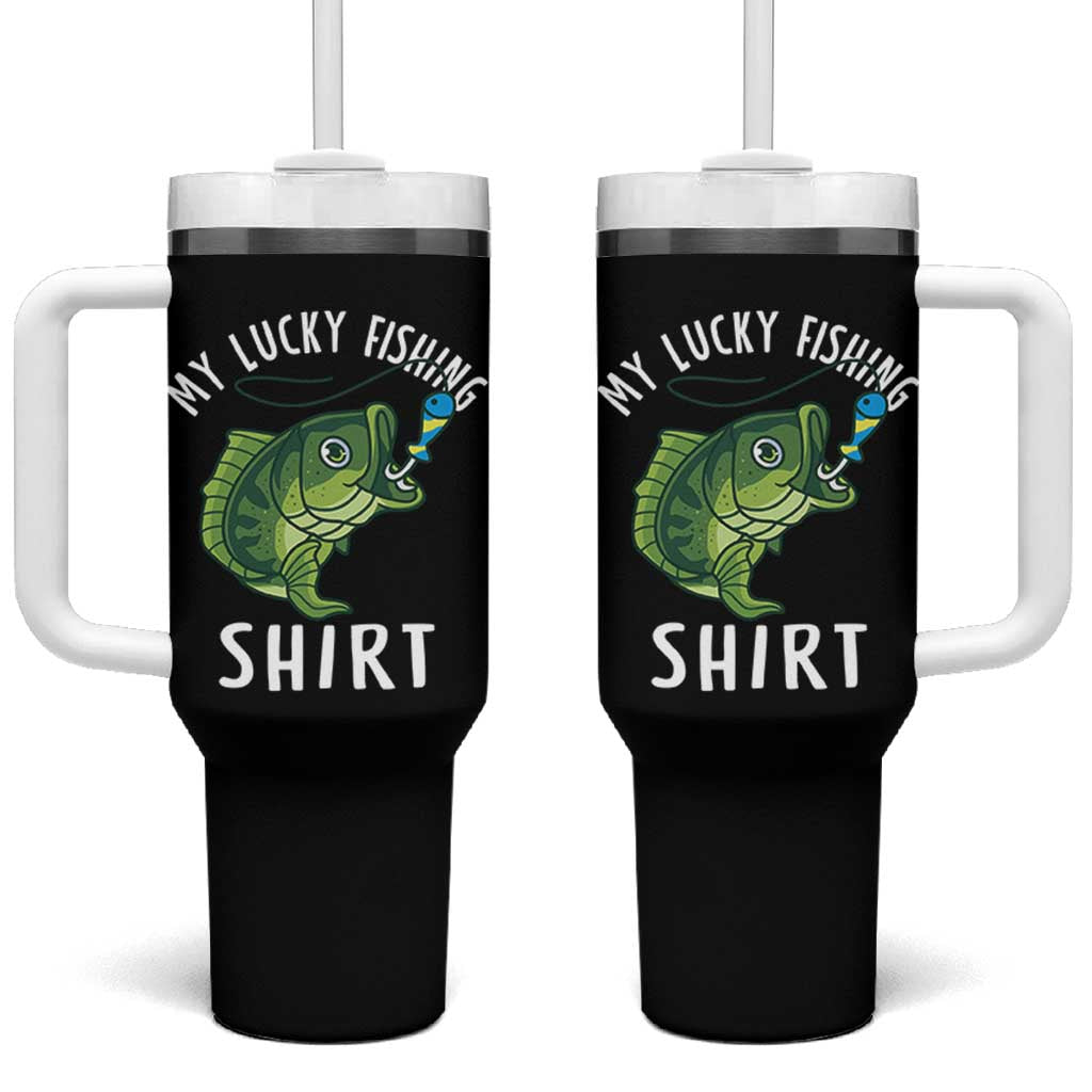 Lucky Fishing Tumbler With Handle Funny Fisherman Fish Lovers - Wonder Print Shop