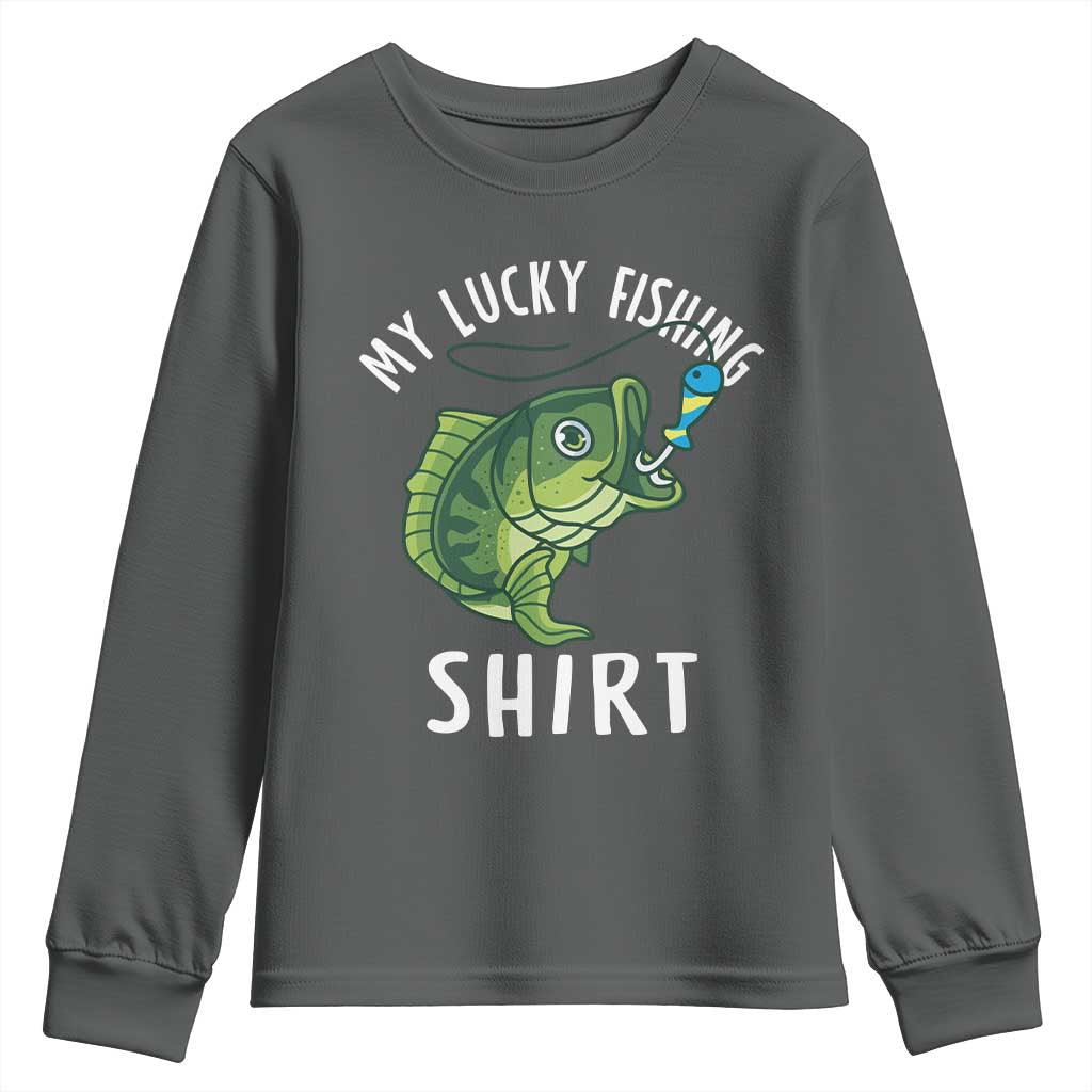 Lucky Fishing Youth Sweatshirt Funny Fisherman Fish Lovers - Wonder Print Shop