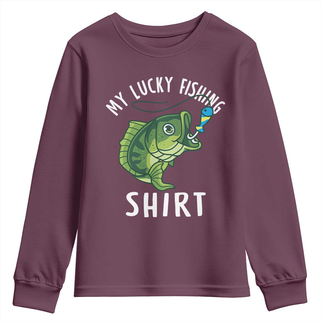 Lucky Fishing Youth Sweatshirt Funny Fisherman Fish Lovers - Wonder Print Shop