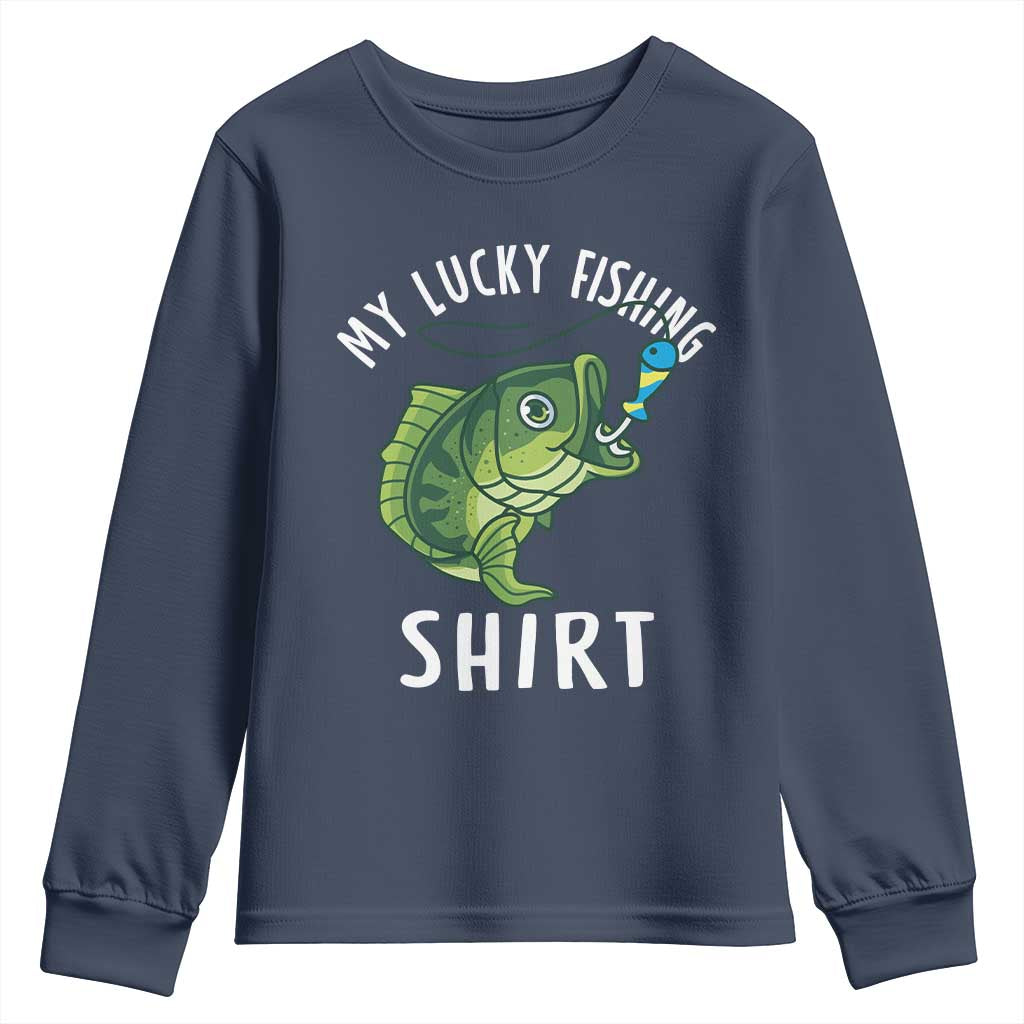 Lucky Fishing Youth Sweatshirt Funny Fisherman Fish Lovers - Wonder Print Shop