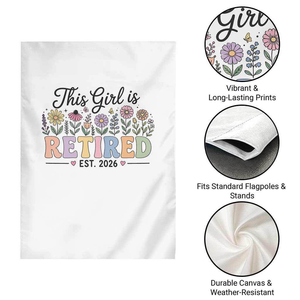 Retirement Gift For Her Garden Flag This Girl Is Retired 2026 Floral Grandma Mom Teacher Coworker