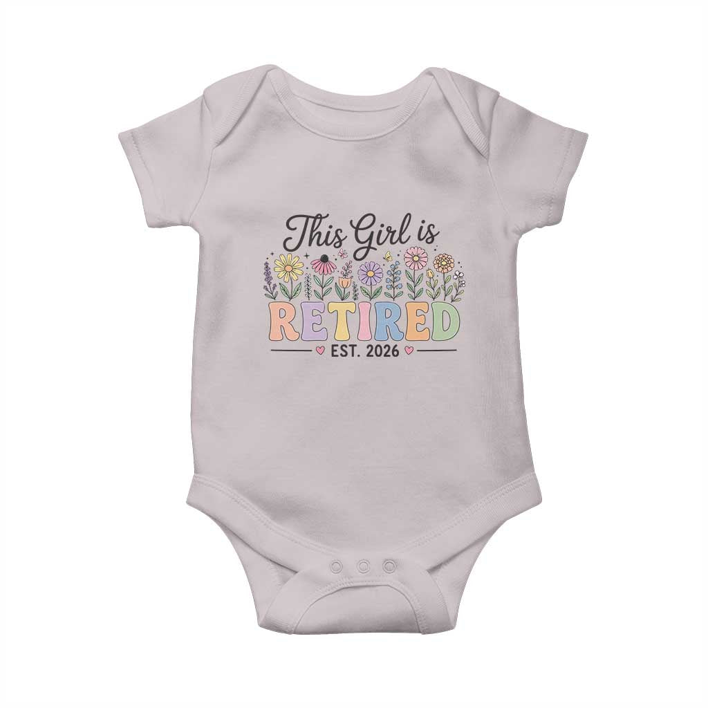 Retirement Gift For Her Baby Onesie This Girl Is Retired 2026 Floral Grandma Mom Teacher Coworker