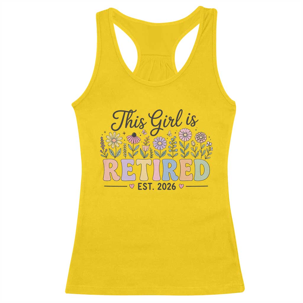 Retirement Gift For Her Racerback Tank Top This Girl Is Retired 2026 Floral Grandma Mom Teacher Coworker
