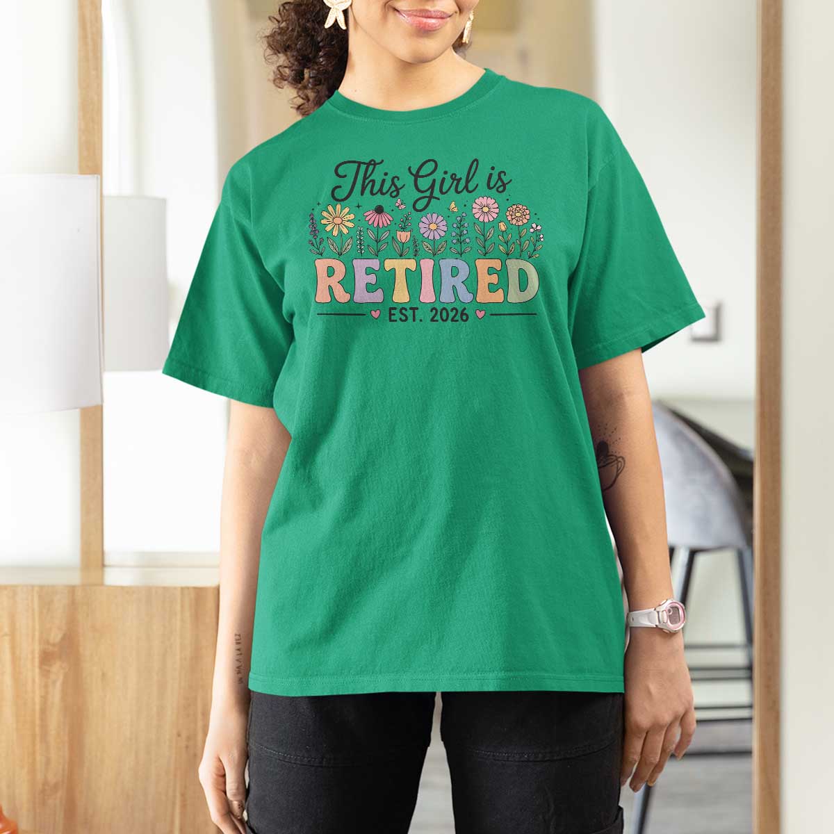 Retirement Gift For Her T Shirt For Women This Girl Is Retired 2026 Floral Grandma Mom Teacher Coworker