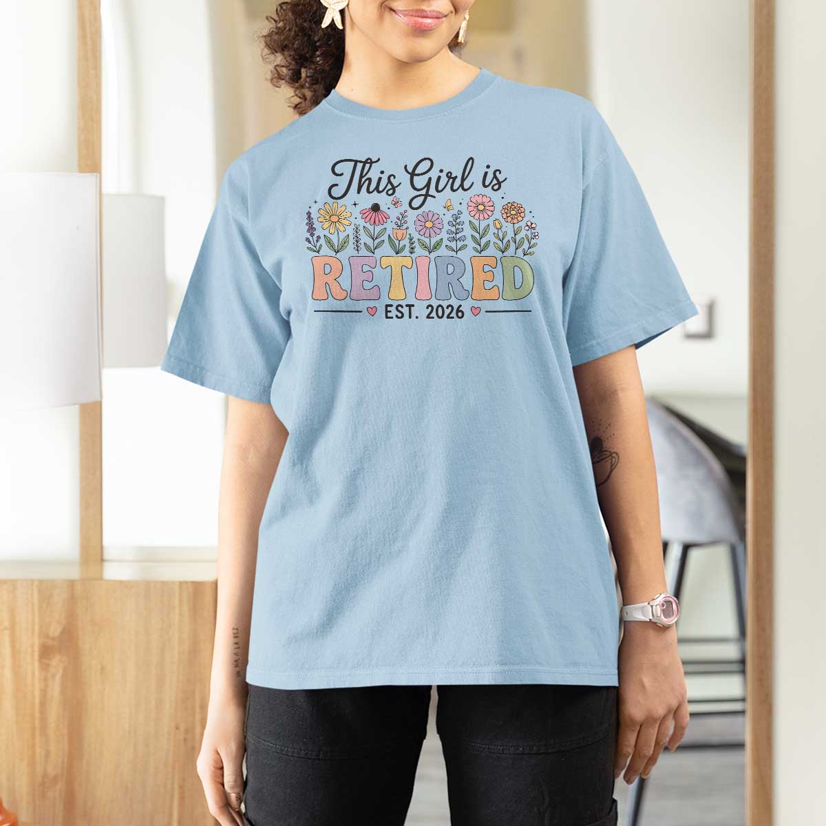 Retirement Gift For Her T Shirt For Women This Girl Is Retired 2026 Floral Grandma Mom Teacher Coworker