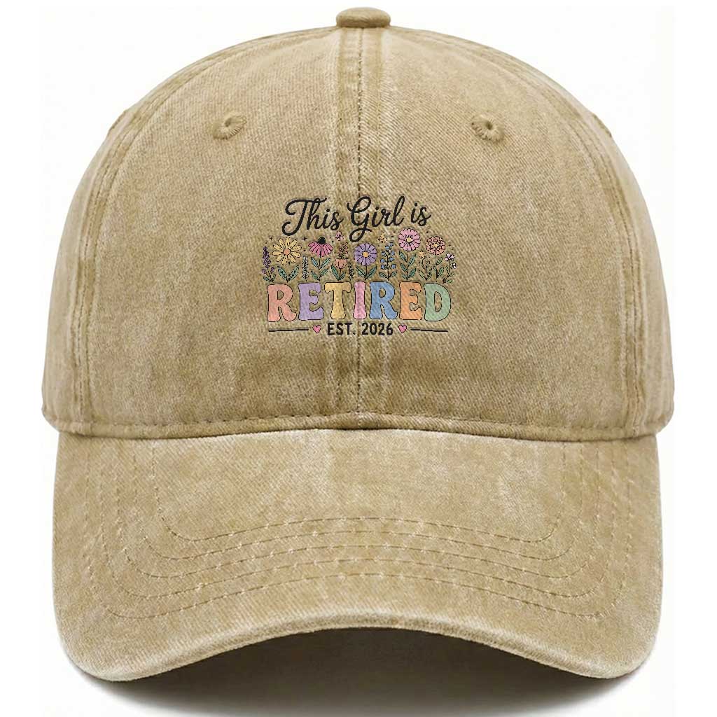 Retirement Gift For Her Washed Cotton Baseball Cap This Girl Is Retired 2026 Floral Grandma Mom Teacher Coworker