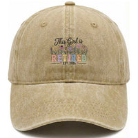 Retirement Gift For Her Washed Cotton Baseball Cap This Girl Is Retired 2026 Floral Grandma Mom Teacher Coworker