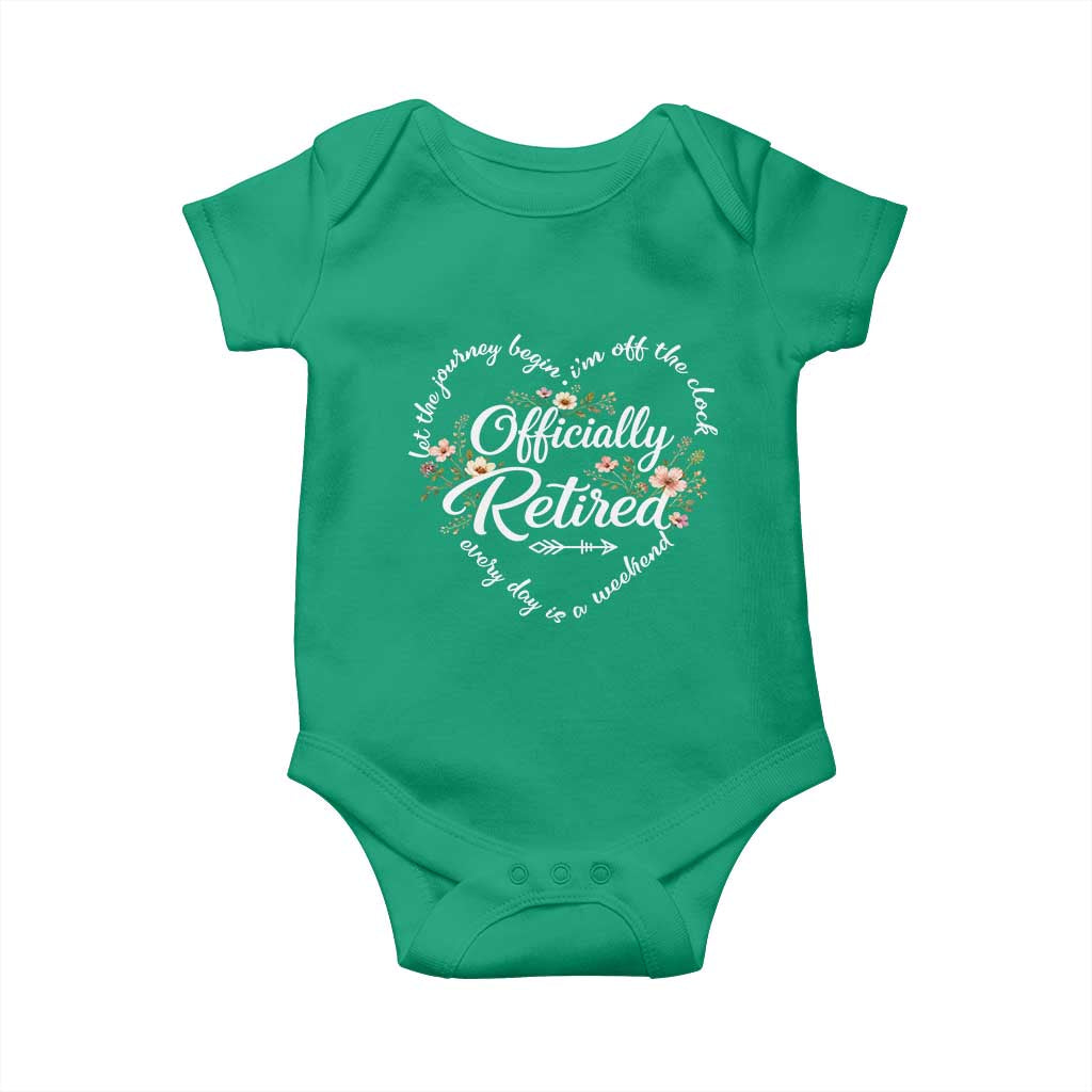 Officially Retired Baby Onesie Floral Teacher Retirement Coworker Gift Let The Journey Begin