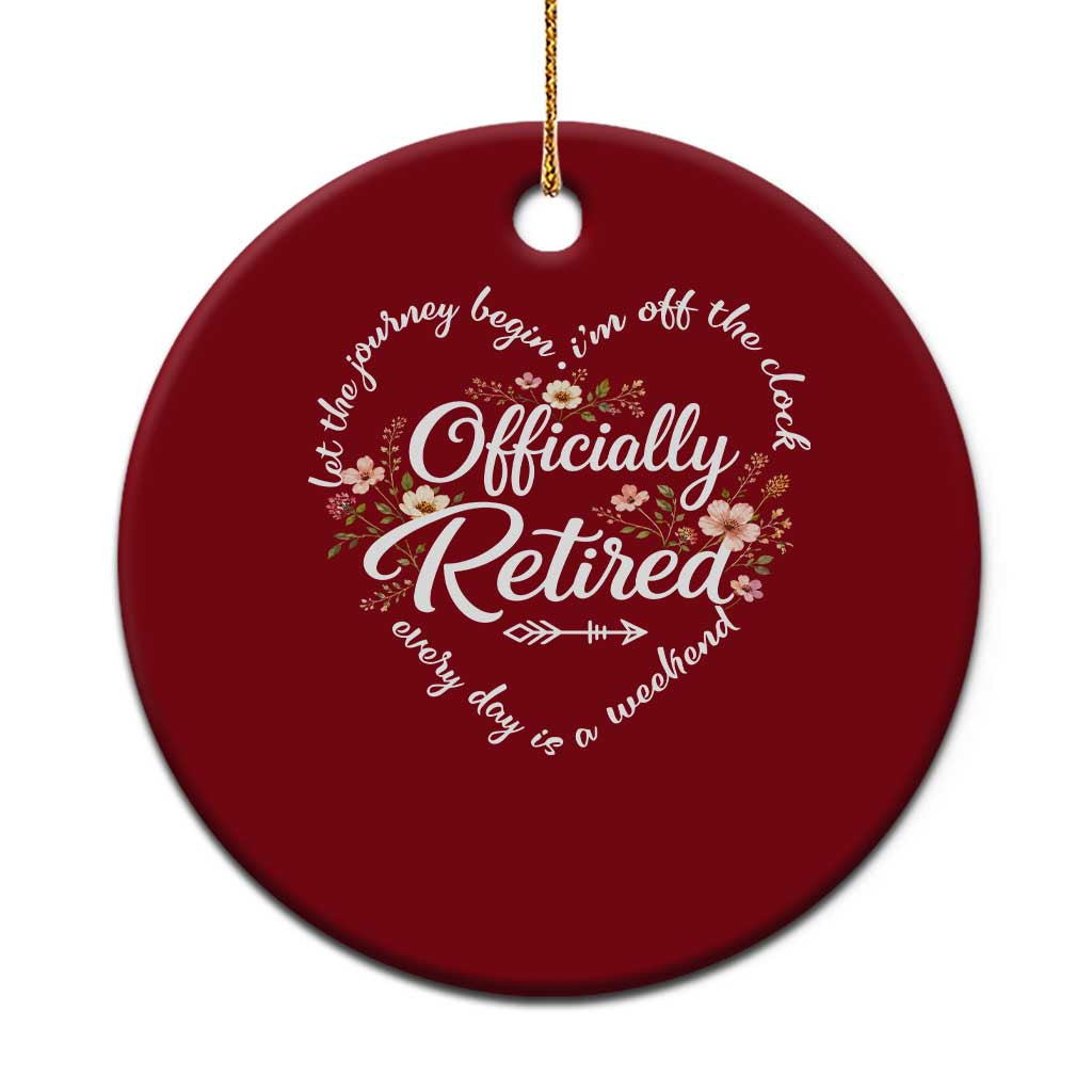 Officially Retired Ceramic Ornament Floral Teacher Retirement Coworker Gift Let The Journey Begin