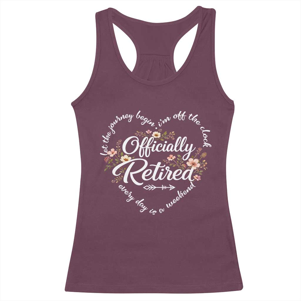 Officially Retired Racerback Tank Top Floral Teacher Retirement Coworker Gift Let The Journey Begin