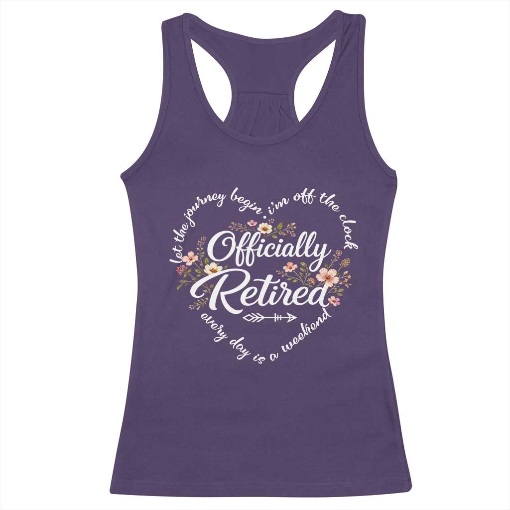 Officially Retired Racerback Tank Top Floral Teacher Retirement Coworker Gift Let The Journey Begin