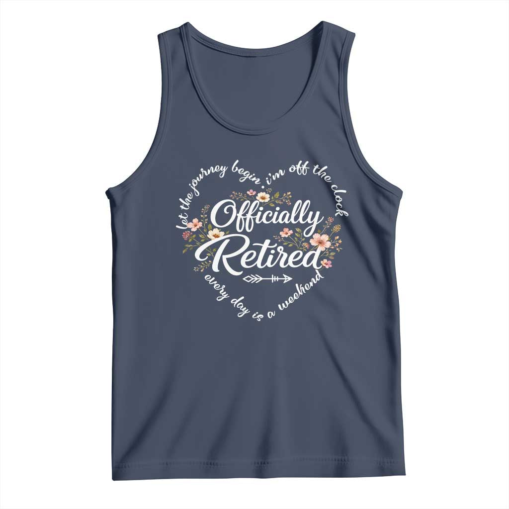Officially Retired Tank Top Floral Teacher Retirement Coworker Gift Let The Journey Begin