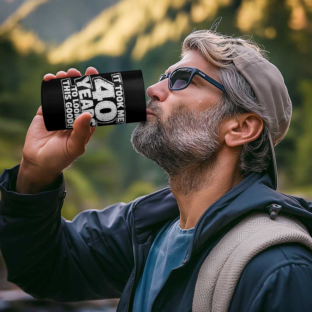 Funny 40th Birthday 4 in 1 Can Cooler Tumbler It Took Me 40 Years To Look This Good Vintage Retro